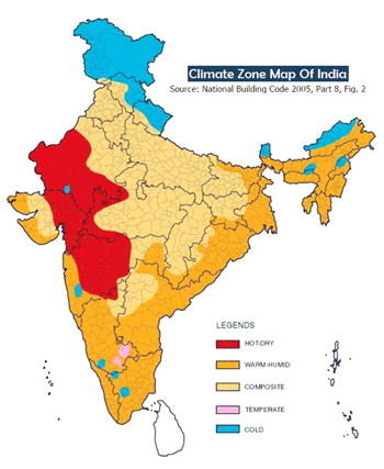 Climate zone map of India
